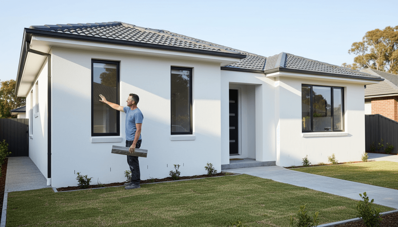 Exterior plastering work on Campsie residential home