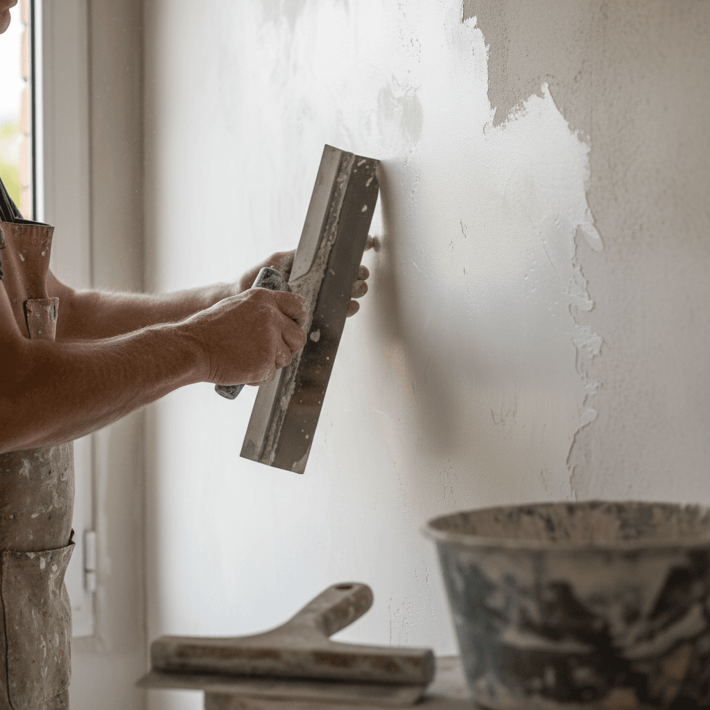 Close-up of smooth interior plaster finish